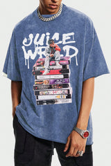 Washed cotton Juicewrld round neck men's short-sleeved T-shirt