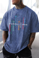 Formula 1 Washed cotton men's short-sleeved T-shirt