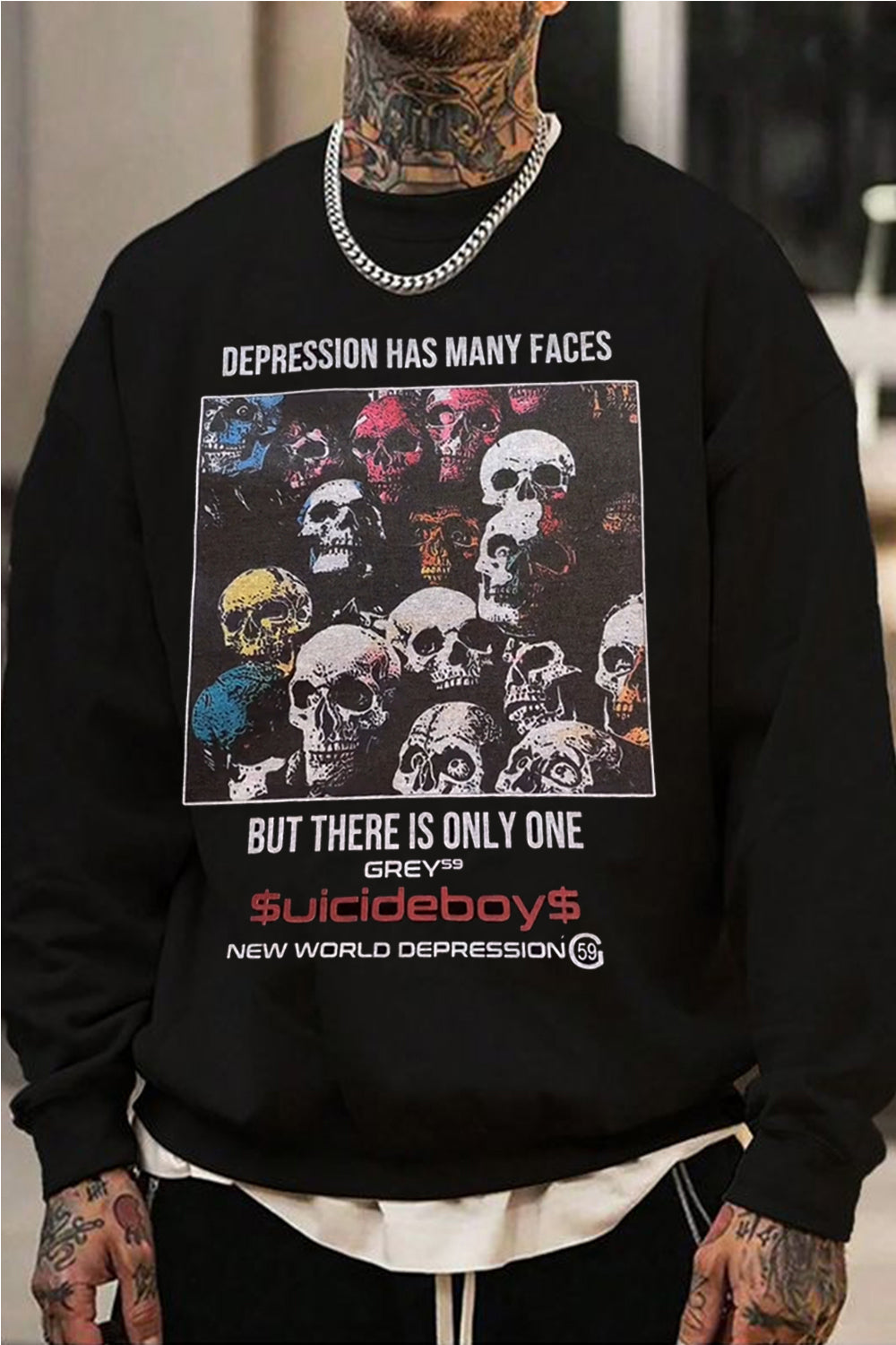 $uicideboy$ skull men's long-sleeved sweatshirt