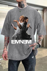 Washed cotton Eminem Tshirt-MEN