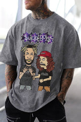 Washed cotton $uicideboy$ men's short-sleeved T-shirt