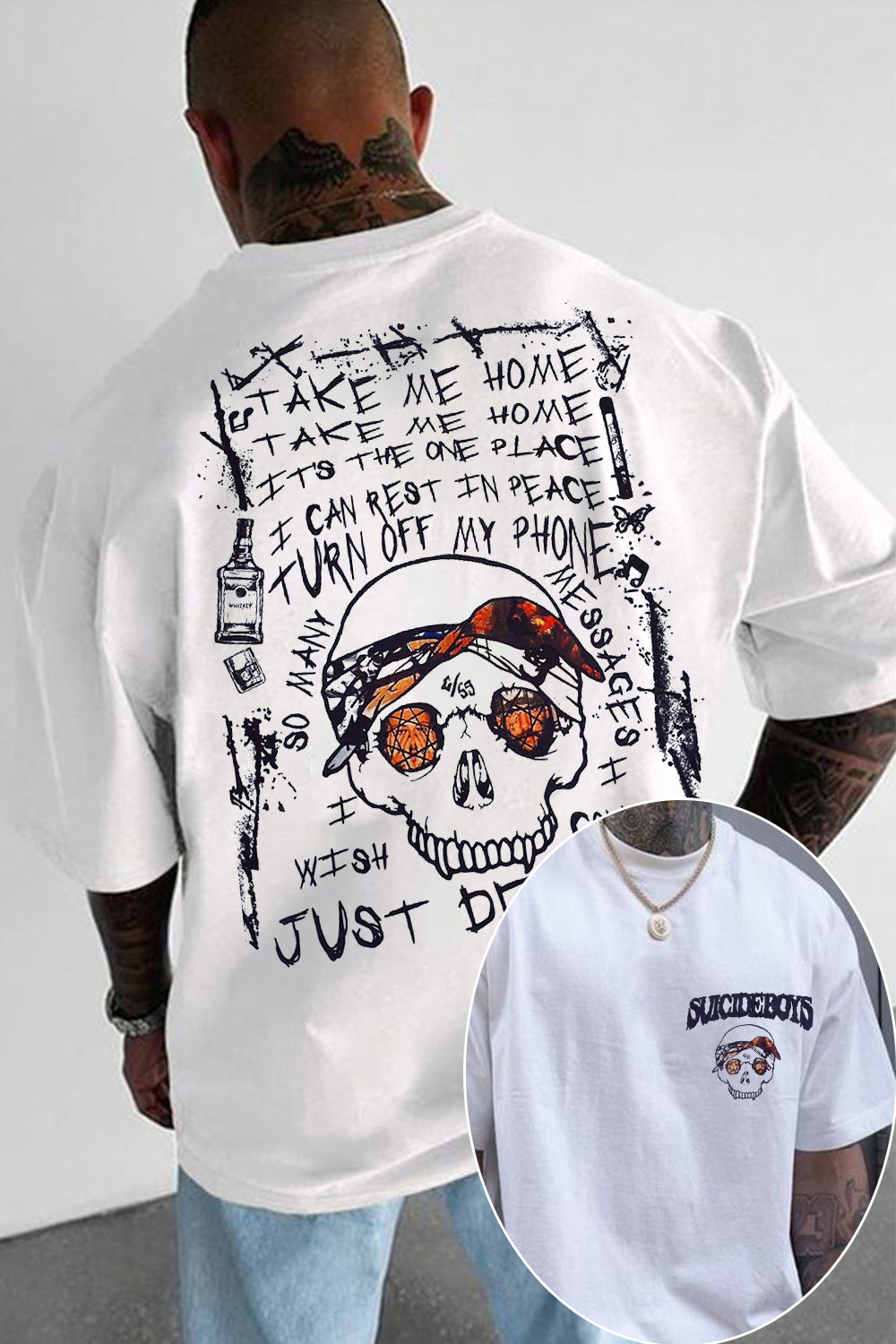 $uicideboy$Double-sided printed men's short-sleeved T-shirt