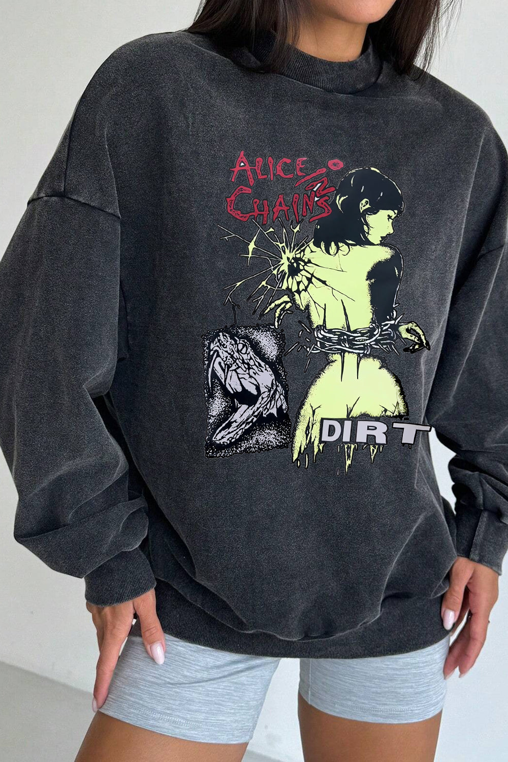 aliceinchains Washed cotton crew neck sweatshirt