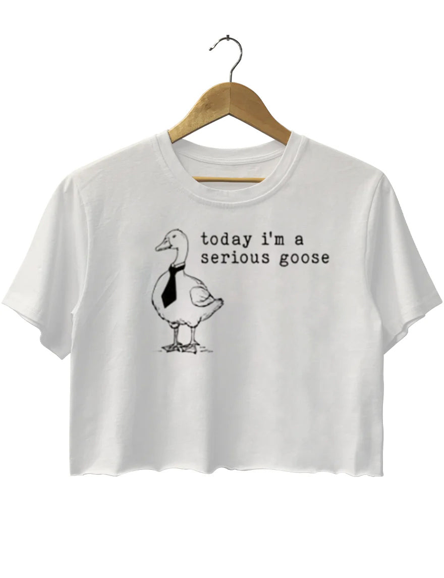 "SERIOUS GOOSE"  Crop Tee For Women