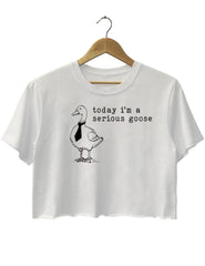 "SERIOUS GOOSE"  Crop Tee For Women