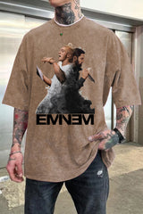 Washed cotton Eminem Tshirt-MEN