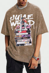 Washed cotton Juicewrld round neck men's short-sleeved T-shirt