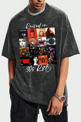 Washed cotton Raised on 90's R&B Album Cover short-sleeved Tshirts