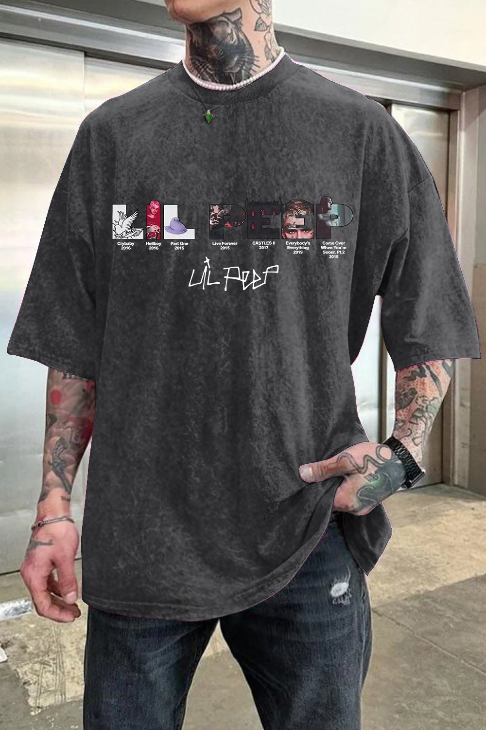 Washed cotton lilpeep short sleeve t-shirt