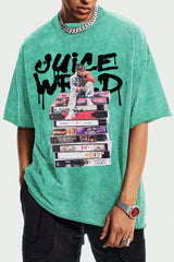 Washed cotton Juicewrld round neck men's short-sleeved T-shirt