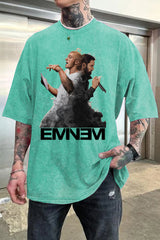 Washed cotton Eminem Tshirt-MEN