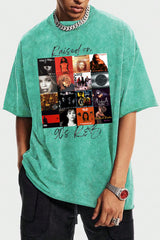 Washed cotton Raised on 90's R&B Album Cover short-sleeved Tshirts