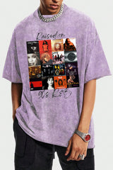 Washed cotton Raised on 90's R&B Album Cover short-sleeved Tshirts