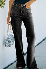 Washed slit bootcut jeans