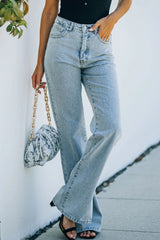 Washed slit bootcut jeans