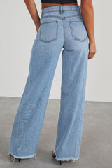 Washed loose casual straight wide-leg trousers