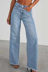 Washed loose casual straight wide-leg trousers