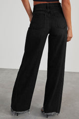 Washed loose casual straight wide-leg trousers