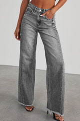 Washed loose casual straight wide-leg trousers