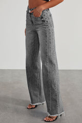 Washed loose casual straight wide-leg trousers