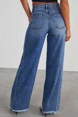 Washed loose casual straight wide-leg trousers