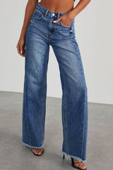 Washed loose casual straight wide-leg trousers