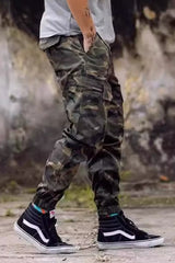 Camouflage jogging cargo pants with multi-pockets