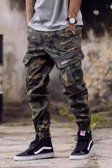 Camouflage jogging cargo pants with multi-pockets