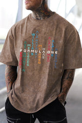 Formula 1 Washed cotton men's short-sleeved T-shirt