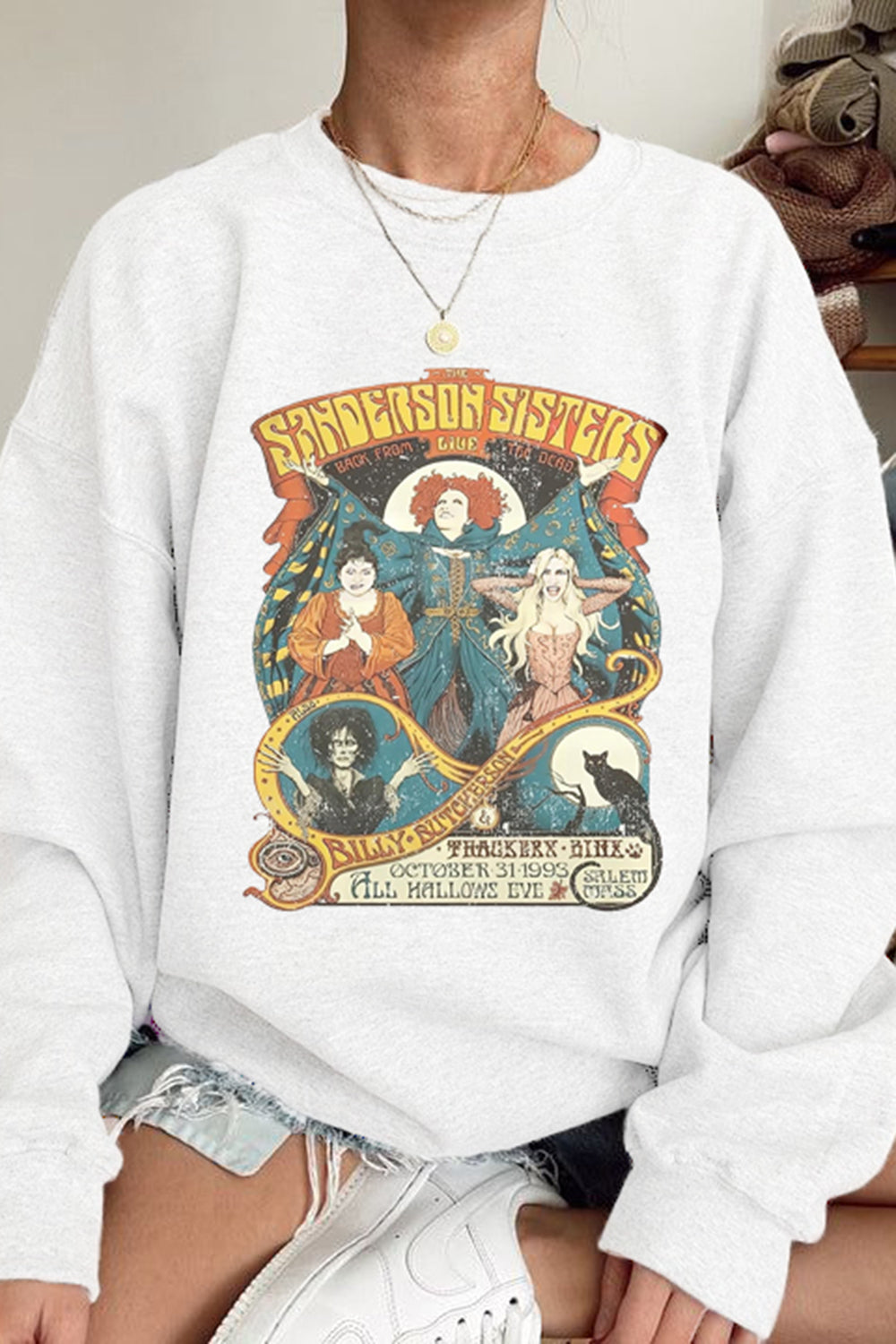 Witch Sisters Vintage Style Halloween Sweatshirt