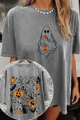 Halloween Cute Ghost Pumpkin T-shirt For Women