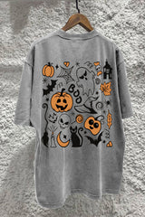 Halloween Cute Ghost Pumpkin T-shirt For Women