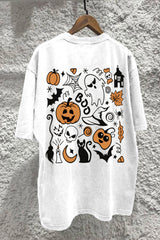 Halloween Cute Ghost Pumpkin T-shirt For Women