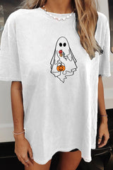 Halloween Cute Ghost Pumpkin T-shirt For Women