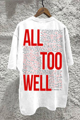 All Too Well Two Side Printed Music Merch Tee For Women