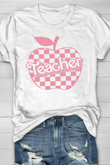 Back To School Checkered Teacher Tee For Women