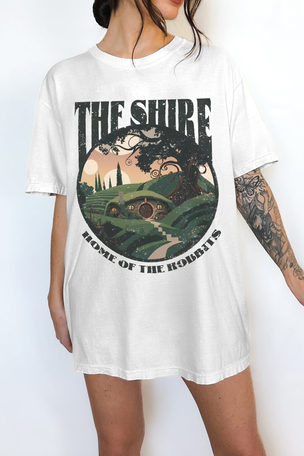 The Shire Distressed Fantasy Merch Tee For Women