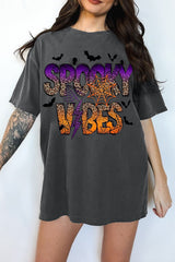 Spooky Vibes Halloween Leopard Tee For Women