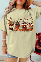 Halloween Skeleton Coffee Cups Tee For Women