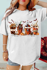 Halloween Skeleton Coffee Cups Tee For Women