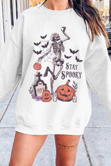 Stay spooky Skeleton Fall Halloween Sweatshirt For Women