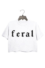 Feral gothic font Crop Top For Women