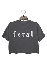 Feral gothic font Crop Top For Women