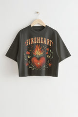 Vintage Fire-heart Tee For Women