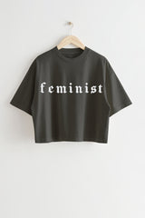 FEMINIST GOTHIC FONT CROP TOP FOR WOMEN