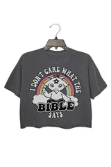 I Don't Care What The Bible Says Not In Your Little Book Club  Atheist  Crop Top For Women