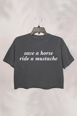 Ride A Mustache Y2K Crop Top FOR Women