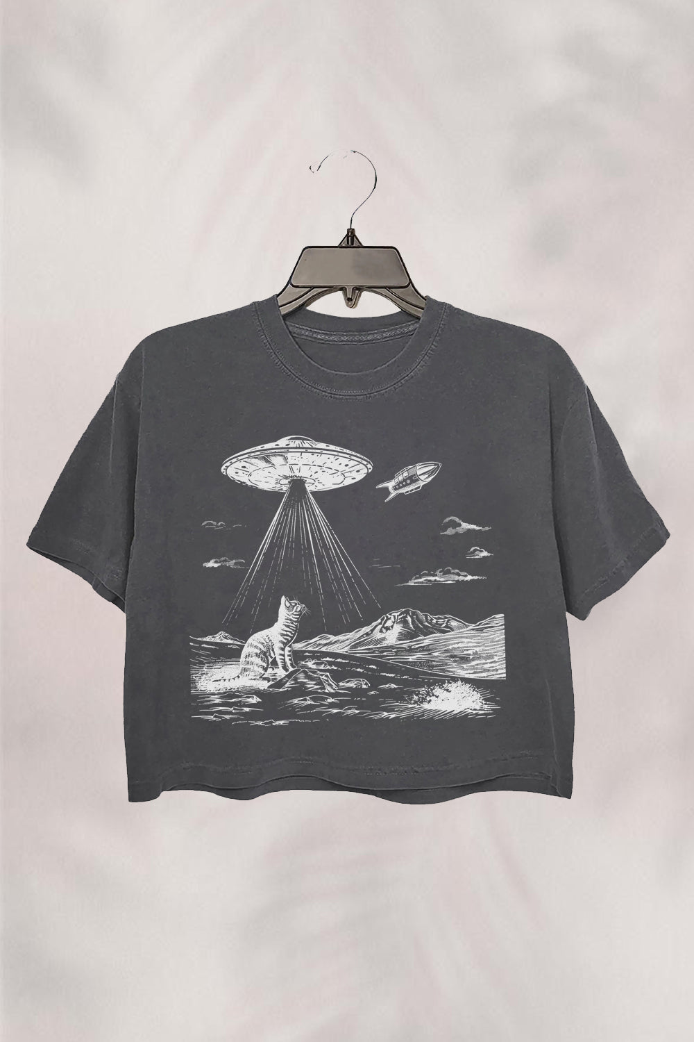 Cat Ufo Funny Graphic  Crop Top FOR Women