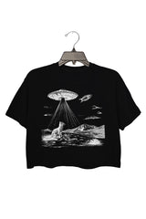 Cat Ufo Funny Graphic  Crop Top FOR Women