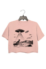 Cat Ufo Funny Graphic  Crop Top FOR Women